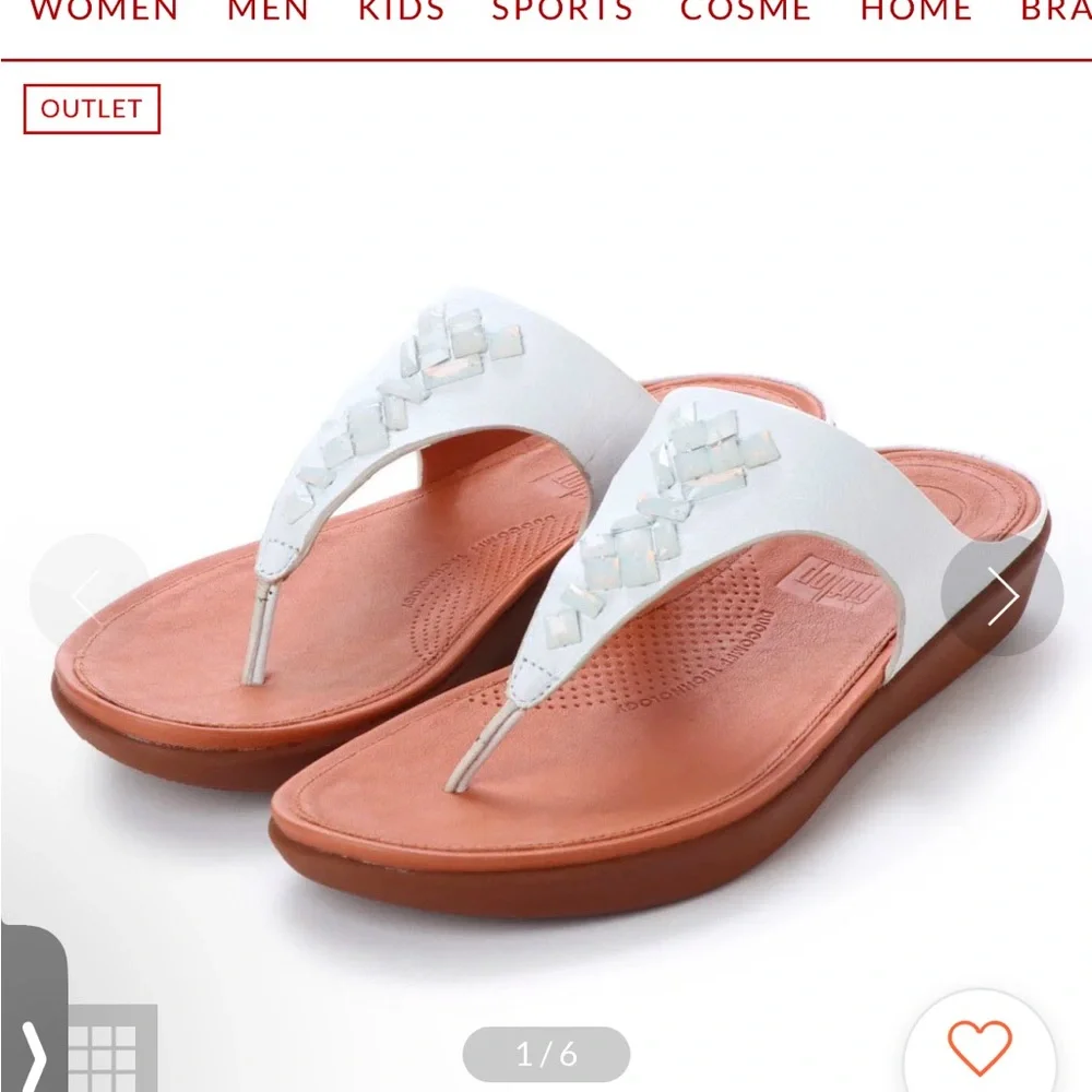 Fitflop White Banda Leather Toe Thong Sandals Size 9 - Picture 3 of 9